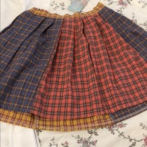 NWT adorable Romwe colorblock plaid mini skirt